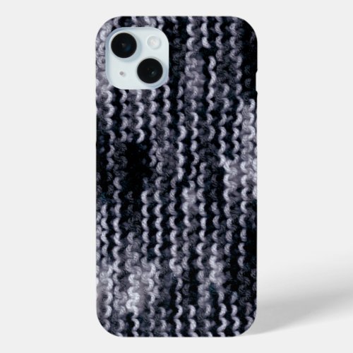 Black gray white photo of knit iPhone 15 plus case