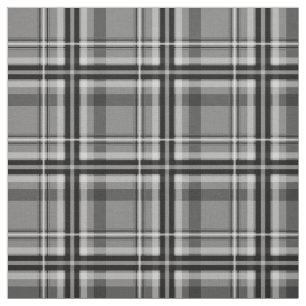 black gray white plaid fabric