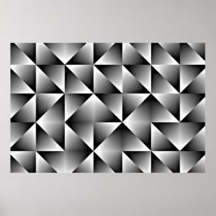 Black Gray White Retro Chic Geometric Squares Poster