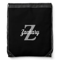 Black Gray White Retro Monogram Personalized Drawstring Bag Black Gray White Retro Monogram Personalized Drawstring Bag