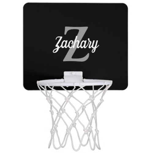 Black Gray White Retro Monogram Personalized Mini Basketball Hoop