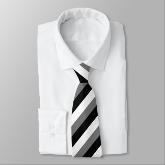 Black Gray White Striped Neck Tie