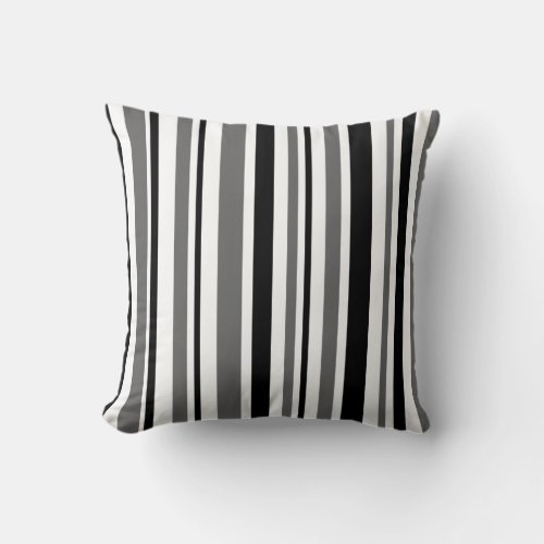 Black Gray White Stripes Throw Pillow