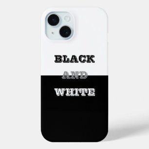 Black Gray White Text And Solid Colors Design iPhone 15 Case