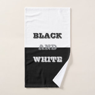 Black Gray White Text And Solid Colors Design Hand Towel