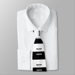 Black Gray White Text And Solid Colors Design Neck Tie