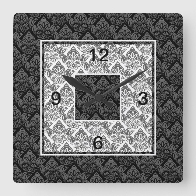 Black, gray, white Wall Clock (Front)