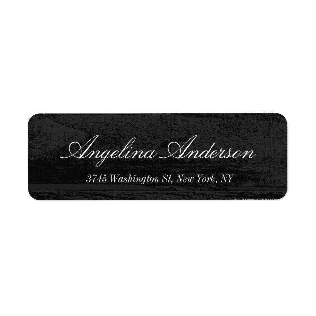 Black Gray Wood Stylish Elegant Handwriting Modern Label (Front)