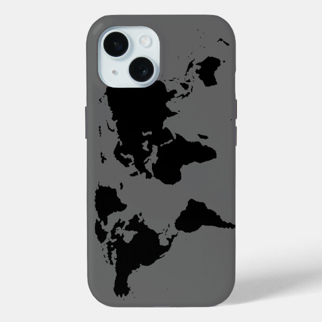Black Gray World Map Case-Mate iPhone Case (Back)