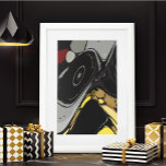 Black Gray Yellow Burgundy Abstract unframed Poster<br><div class="desc">This poster features an abstract design of geometric shapes and swirls in shades of black,  gray,  yellow and burgundy. This poster would make a great addition to any modern,  contemporary or mid-century living room,  bedroom or office.</div>