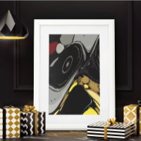 Black Gray Yellow Burgundy Abstract unframed
