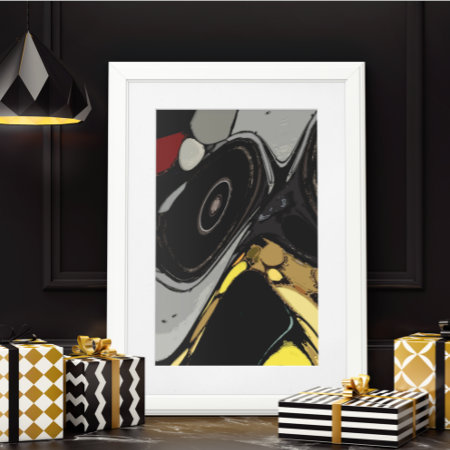 Black Gray Yellow Burgundy Abstract Unframed Poster