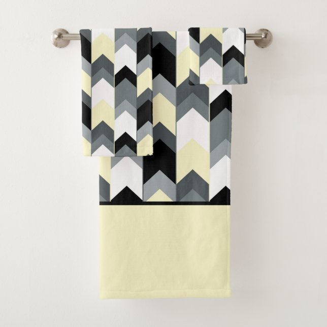 Black , gray, yellow chevron bath towel set (Insitu)