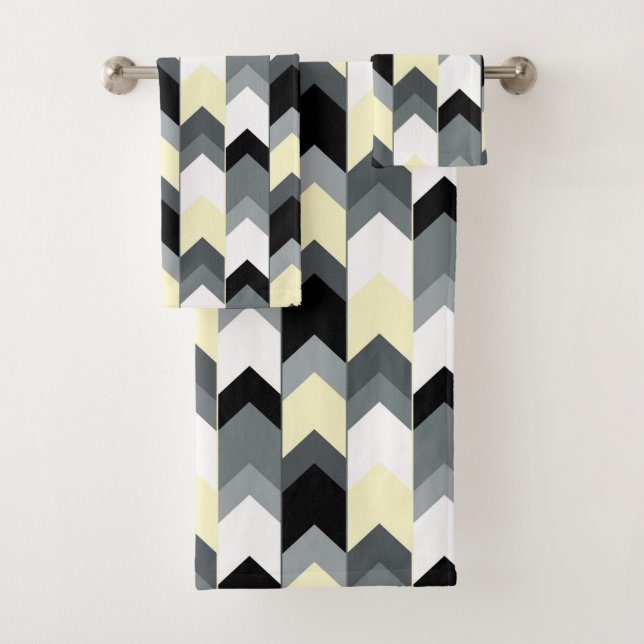 Black , gray, yellow chevron bath towel set (Insitu)