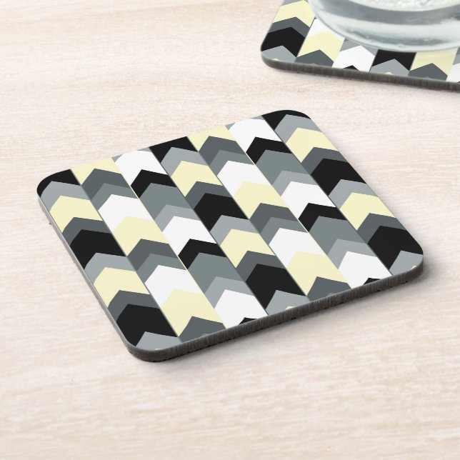 Black , gray, yellow chevron  beverage coaster (Left Side)