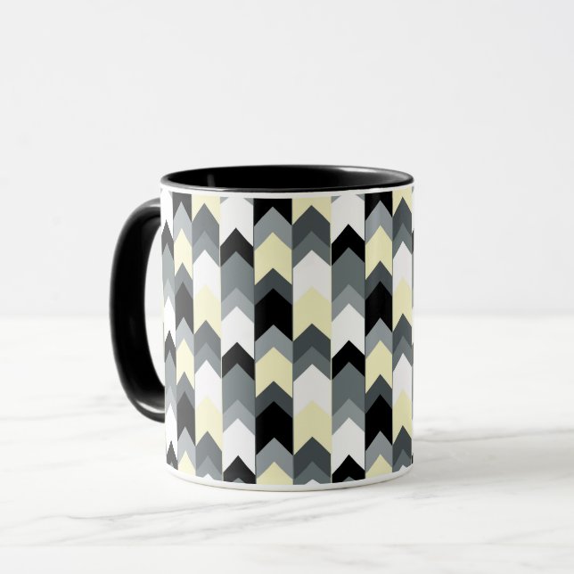 Black , gray, yellow chevron mug (Front Left)