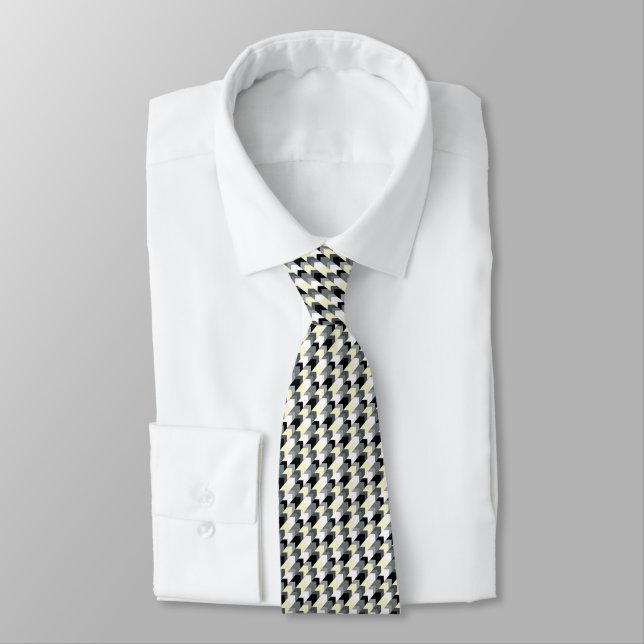 Black , gray, yellow chevron  neck tie (Tied)
