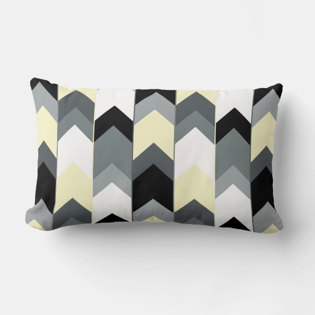Black , gray, yellow chevron throw pillow (Front)