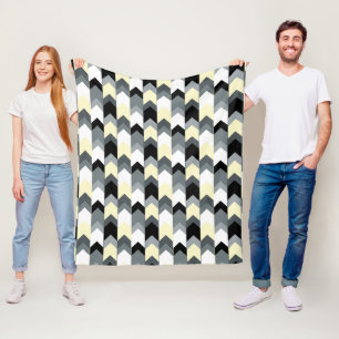 Black , gray, yellow chevron throw pillow fleece blanket