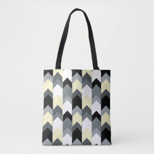 Black , gray, yellow chevron tote bag