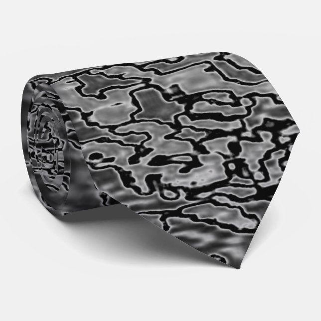 Black Grayed stiped Monogram Tie (Rolled)