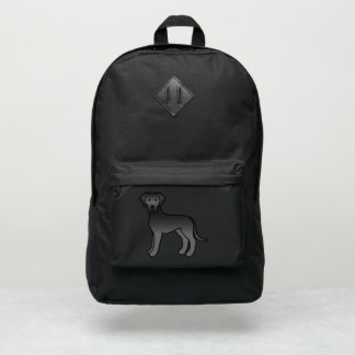 Black Great Dane Cute Cartoon Dog Illustration Port Authority® Backpack