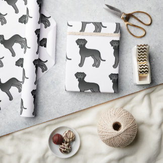Black Great Dane Cute Cartoon Dog Pattern Wrapping Paper