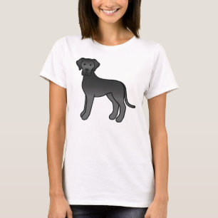 Black Great Dane Cute Cartoon Dog T-Shirt