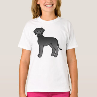 Black Great Dane Cute Cartoon Dog T-Shirt