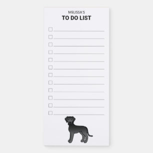 Black Great Dane Cute Cartoon Dog To Do List Magnetic Notepad