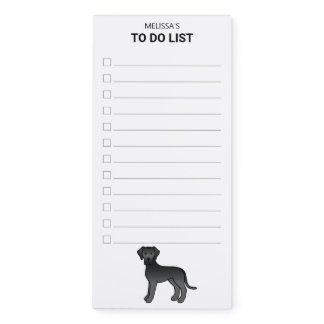 Black Great Dane Cute Cartoon Dog To Do List Magnetic Notepad