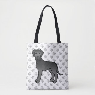 Black Great Dane Cute Cartoon Dog Tote Bag