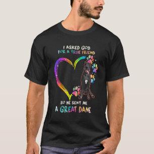 Black Great Dane Is My Best Friend Tie Dye Heart D T-Shirt
