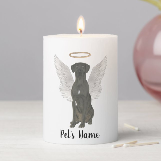 Black Great Dane Sympathy Memorial Pillar Candle (In Situ)