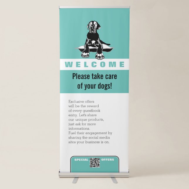 Black Great Dane Welcome Retractable Banner (Front)