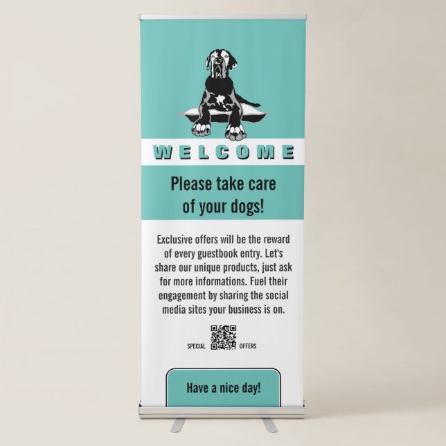 Black Great Dane Welcome Retractable Banner (Front)