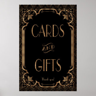 Black Great Gatsby Art Deco Cards & Gifts Sign