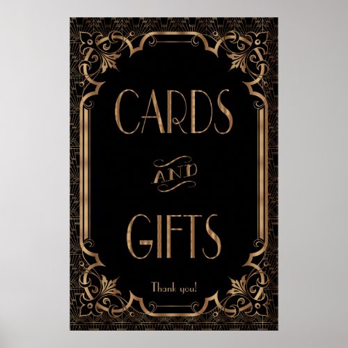 Black Great Gatsby Art Deco Cards  Gifts Sign