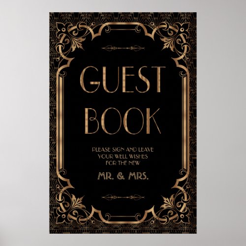 Black Great Gatsby Art Deco Guest Book Sign