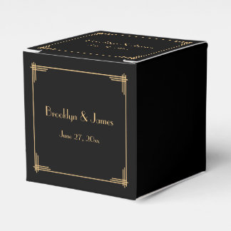 Black Great Gatsby Art Deco Wedding Favor Boxes