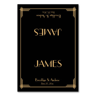 Black Great Gatsby Art Deco Wedding Place Cards
