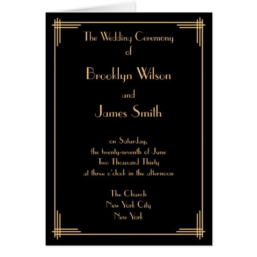 Black Great Gatsby Art Deco Wedding Programs