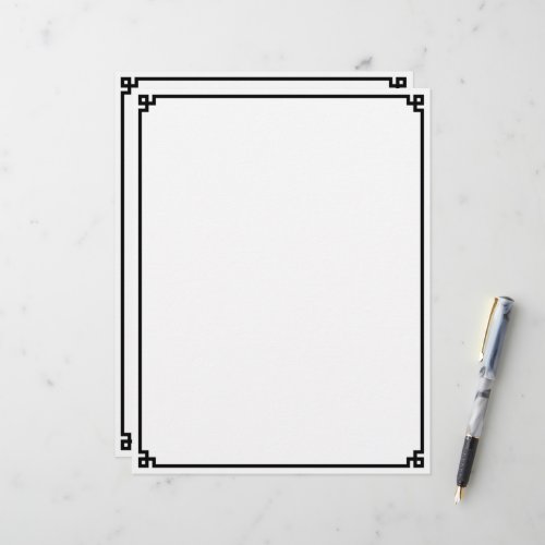 Black Greek Key Border Letterhead