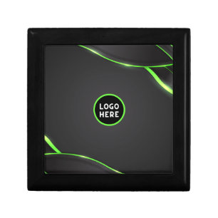 Black & Green Abstract Fluid Design   Add Logo Gift Box