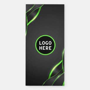 Black & Green Abstract Fluid Design   Add Logo Magnetic Notepad