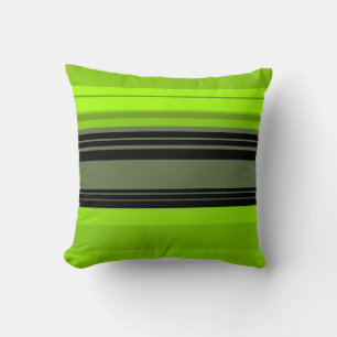 Black Green Abstract Stripes Pattern Throw Pillow