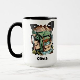 Black & Green Adventure Happy Camper Travel Mug hg