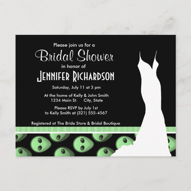 Black & Green Alien Invitation Postcard (Front)