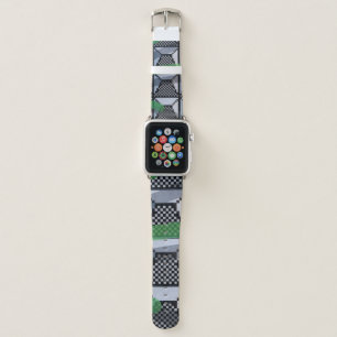 Black, green, and black checked wallpaper apple watch band