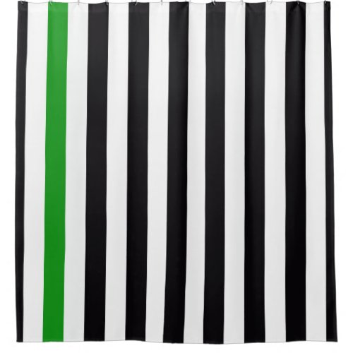 Black Green And White Stripes Shower Curtain